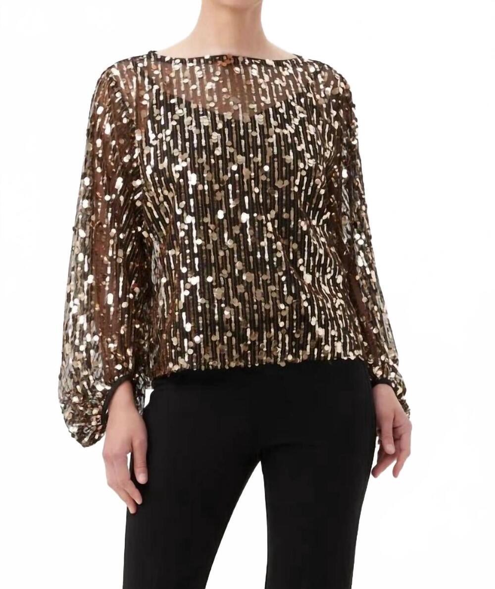 NEW TRINA TURK ursa top in black gold